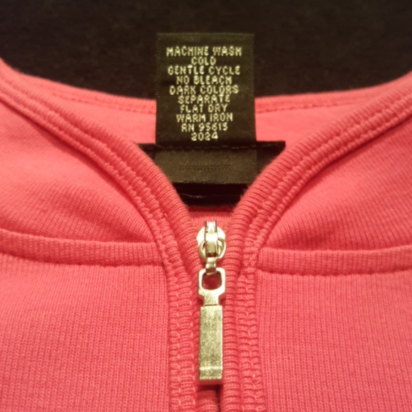 RAFAELLA ♡ NWOT Bright Pink 3/4 Length Front Zip Long Sleeve Athletic Top M - Picture 12 of 12